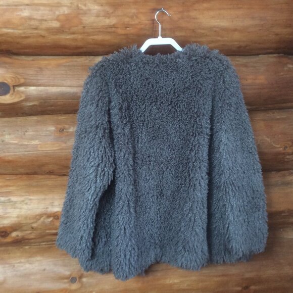 Ashley by 26 International Outerwear Gray Mobwife Shaggy Shimmery Cardigan 2X - Picture 2 of 4